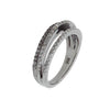 Micro Pave Three Stack Ring in Sterling Silver with Hematite Overlay