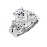 Two Ring Wedding Set in Silver with 9mm Round Cut Cubic Zirconia (CZ) Solitaire