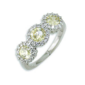 Triple Set Canary Yellow Cubic Zirconia (CZ) Sterling Silver Ring