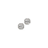 Vintage Inspired Square Cut CZ Stud Earrings with Pave Border in Sterling Silver