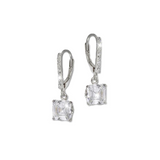 Asscher Cut Silver Drop Earrings