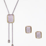 Pave 2 Piece Gift Set of Lariat Necklace and Earrings