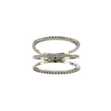 Three Row Stacked Pave Ring in Rhodium
