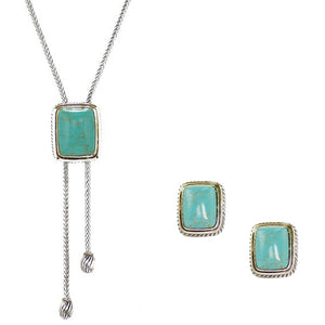 Turquoise 2 Piece Gift Set of Lariat Necklace and Earrings